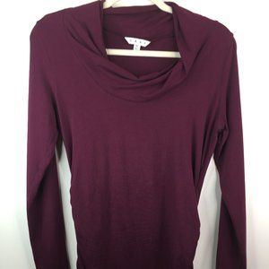 CAbi Twist Neck Ruched Side Long Sleeve Top Medium